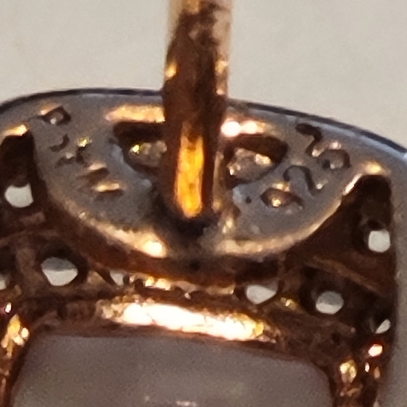 BRAND NEW BEAUTIFUL ROSE GOLD OVER STERLING SILVER AND LAB CREATED OPAL ERRINGS. - Picture 4 of 11